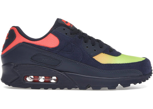 Nike Air Max 90 Blackened Blue Lemon Venom Hyper Crimson Gradient