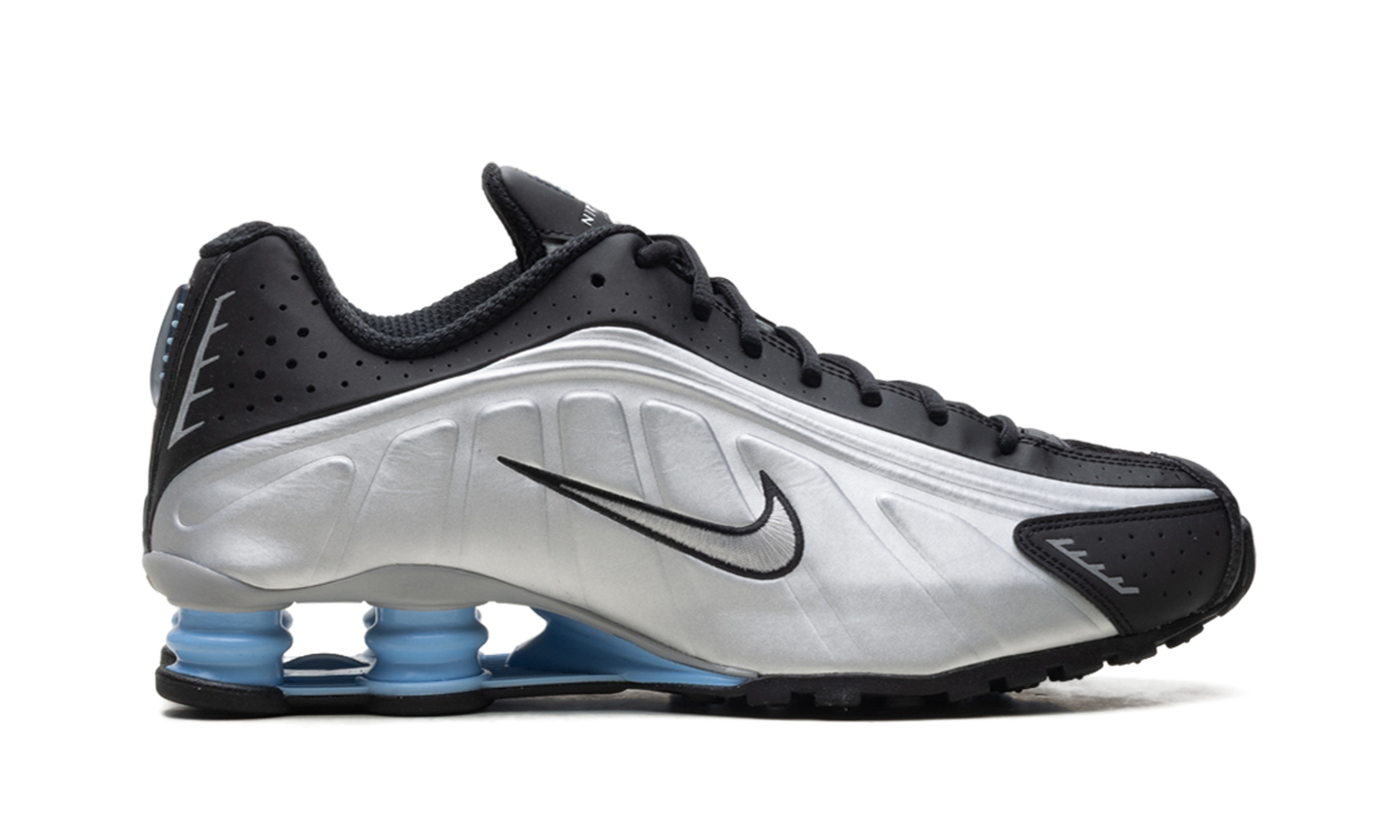 Nike Shox R4 Metallic Silver Black Psychic Blue