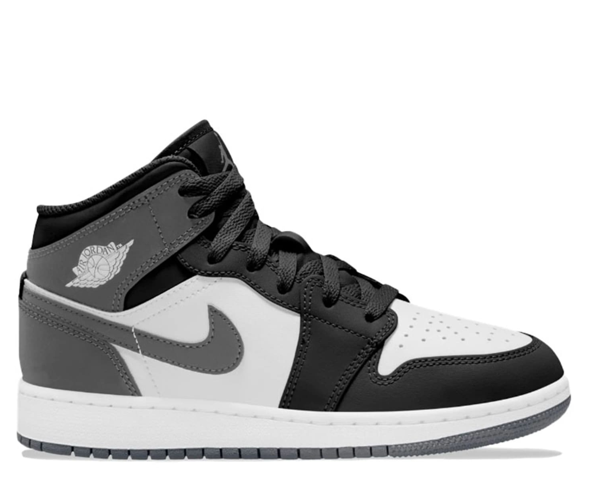 Jordan 1 Mid Black White Iron Gray (GS) 