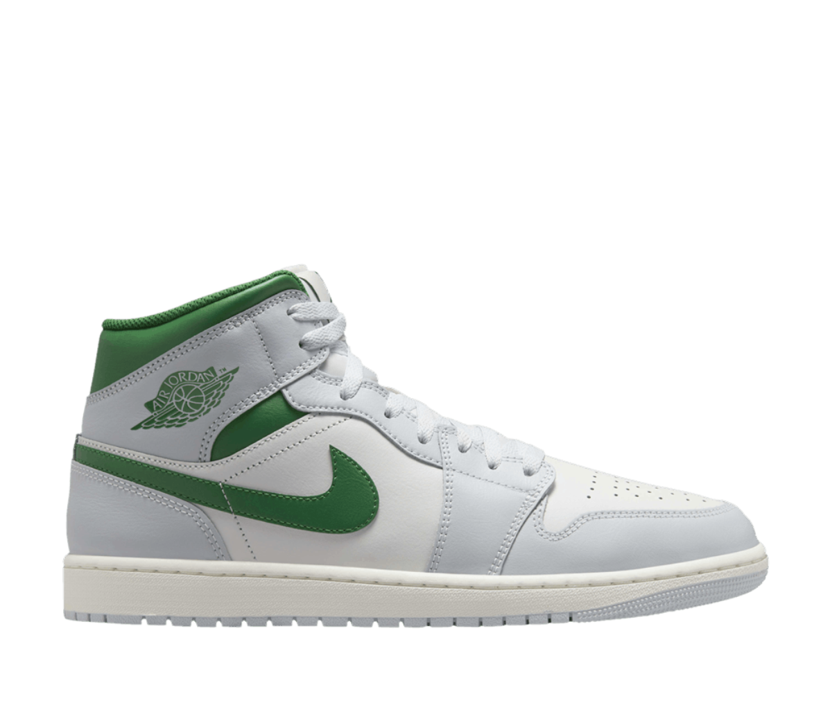 Jordan 1 Mid White Pure Platinum Pine Green 