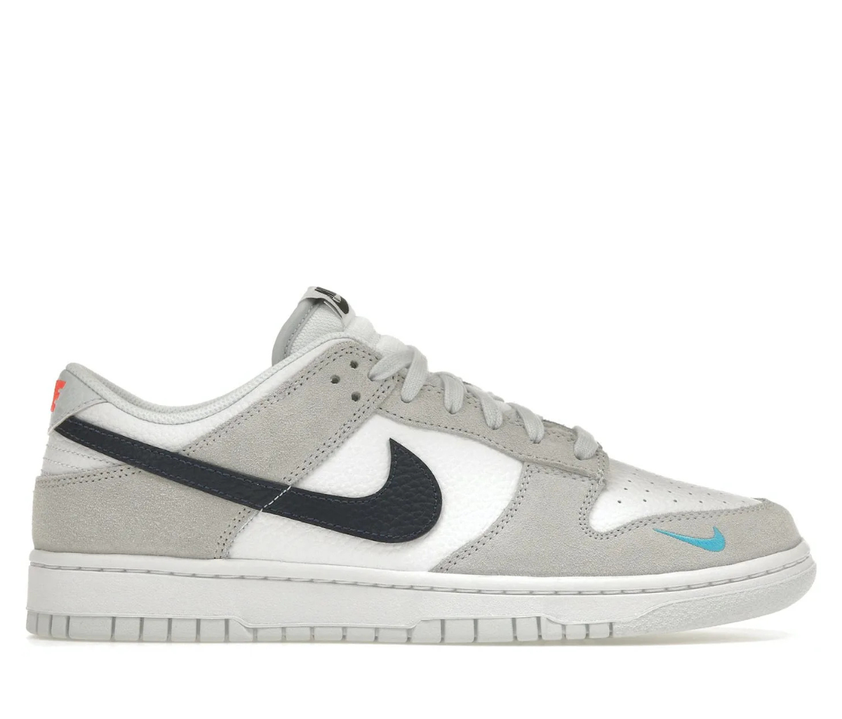 Nike Dunk Low White Grey Navy Aqua Mini Swoosh