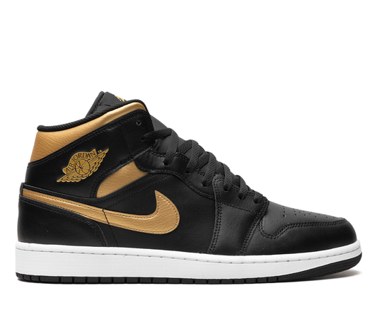 Jordan 1 Mid Black Metallic Gold 