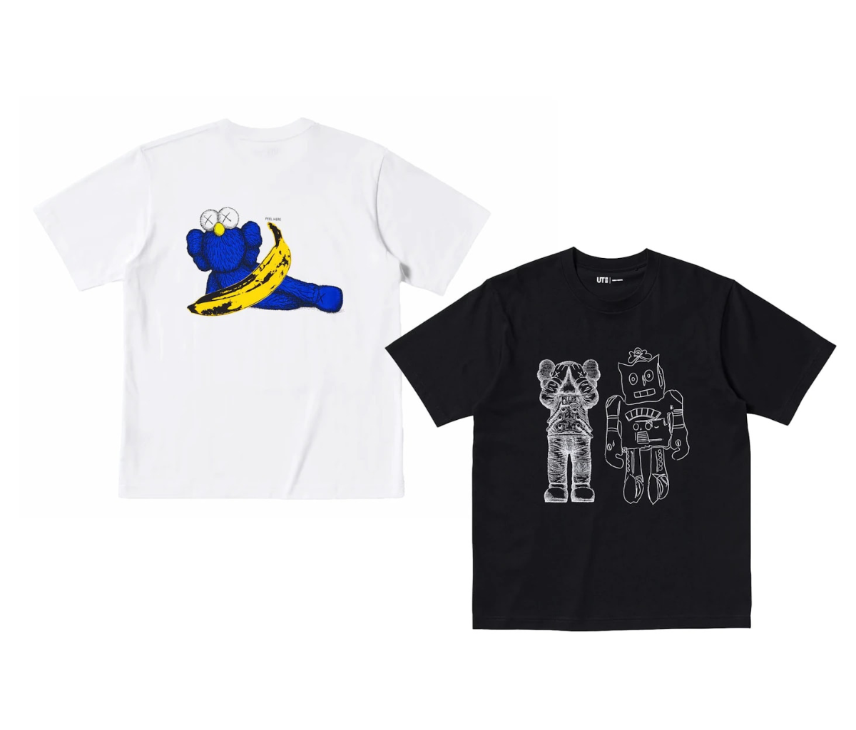KAWS x Uniqlo Warhol UT Graphic 476351/471321 T-Shirt-Set Weiß/Schwarz