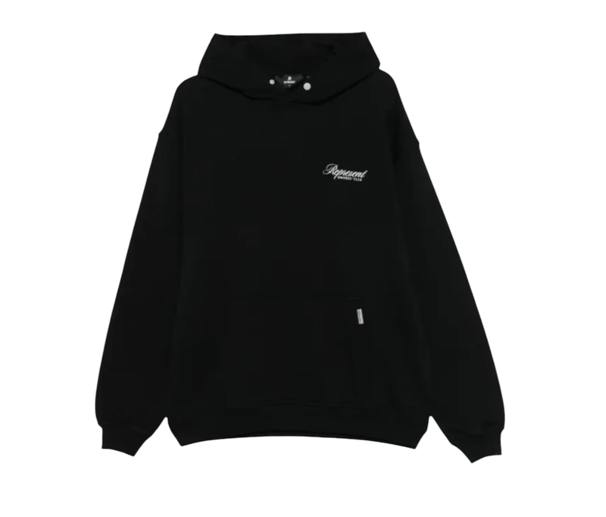 Represent Club Script Hoodie Black