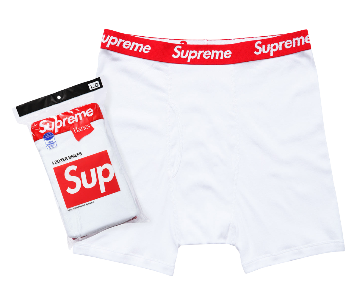 Supreme Hanes Boxer Briefs (4 Pack) White