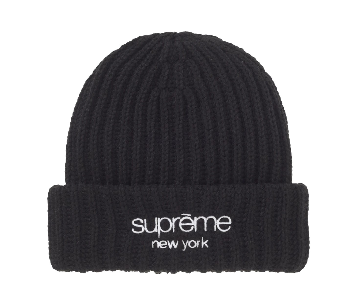 Supreme Chunky Rib Classic Logo Beanie Black