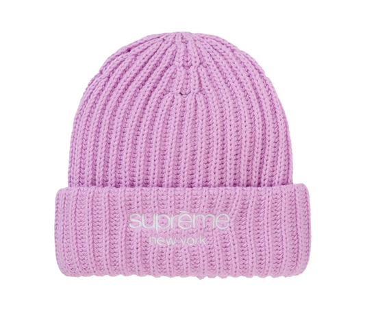 Supreme Chunky Rib Classic Logo Beanie Pink