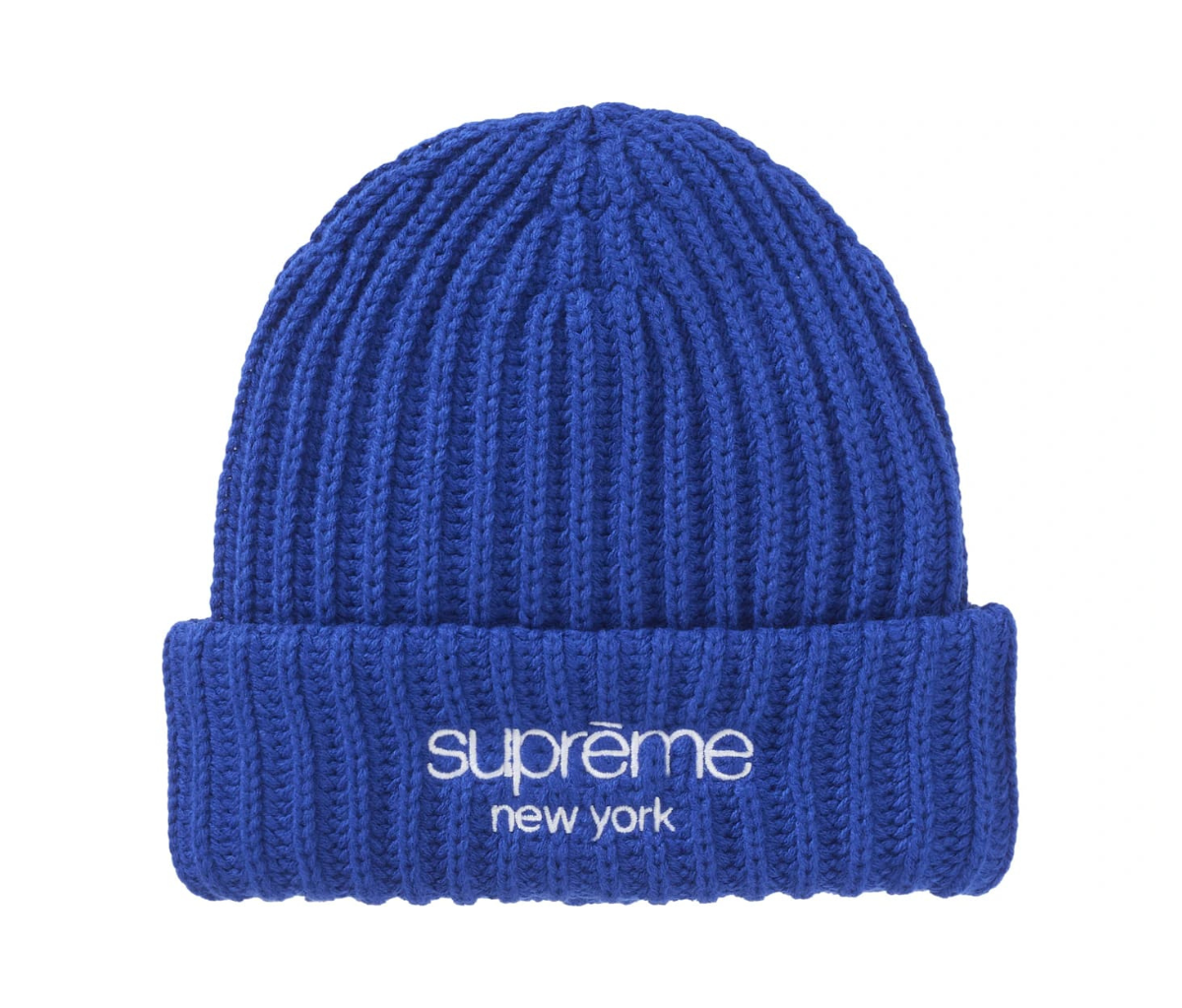Supreme Chunky Rib Classic Logo Beanie Royal