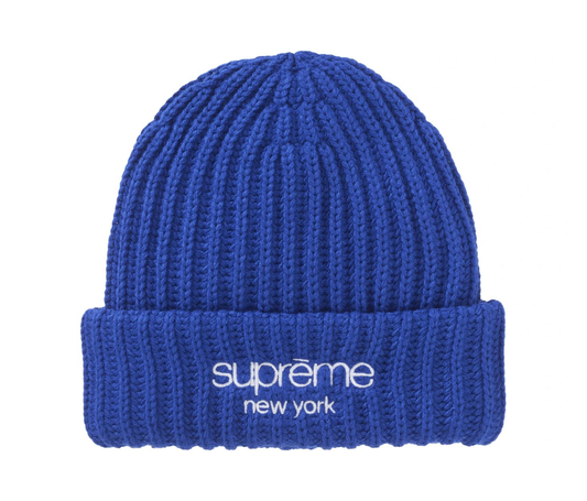 Supreme Chunky Rib Classic Logo Beanie Royal