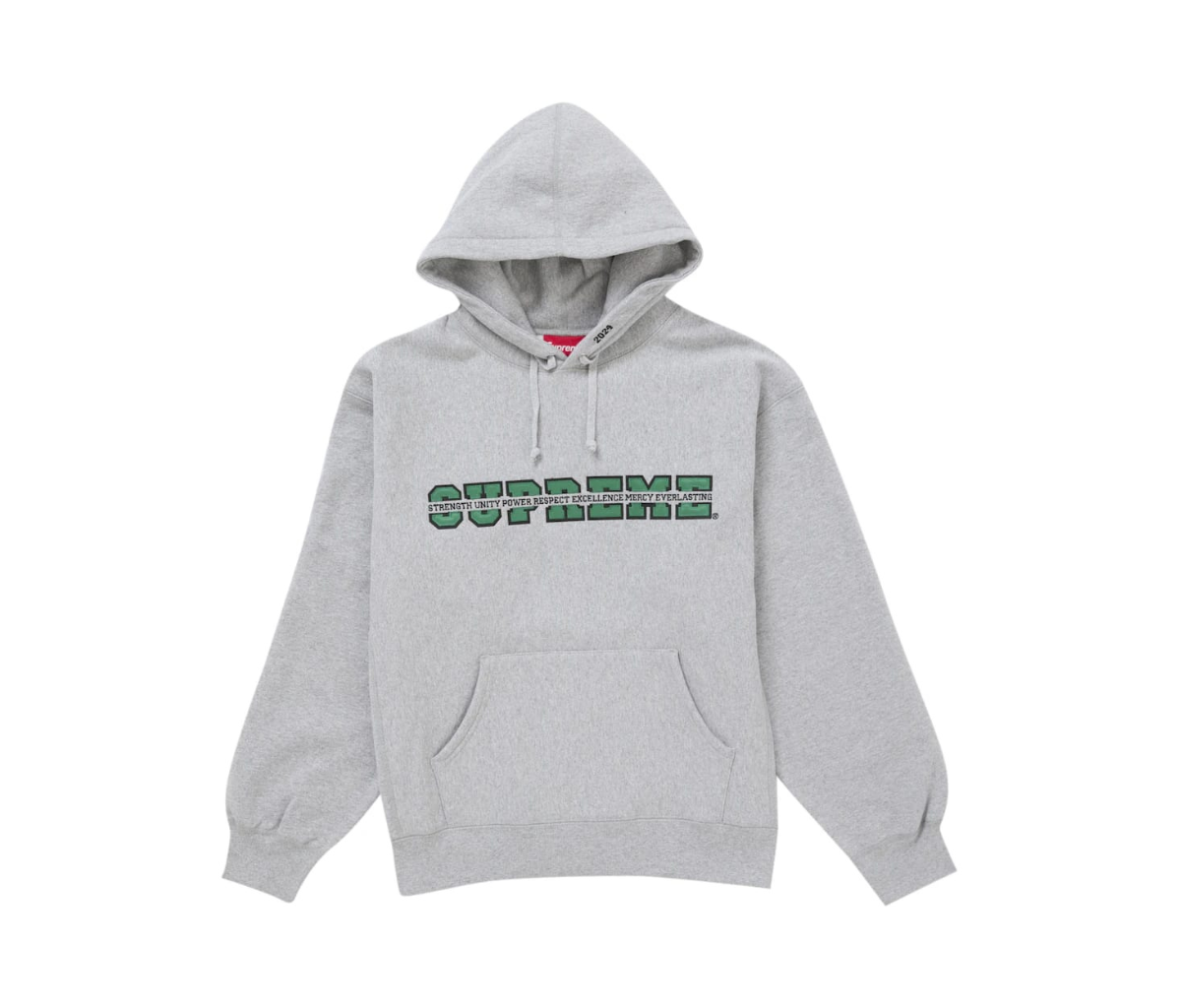 Supreme Collegiate Acronym Hooded Sweatshirt Heather Grey