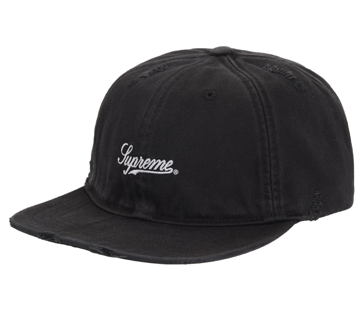 Supreme Distressed Script 6-Panel Black