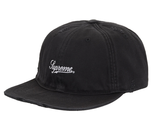 Supreme Distressed Script 6-Panel Black