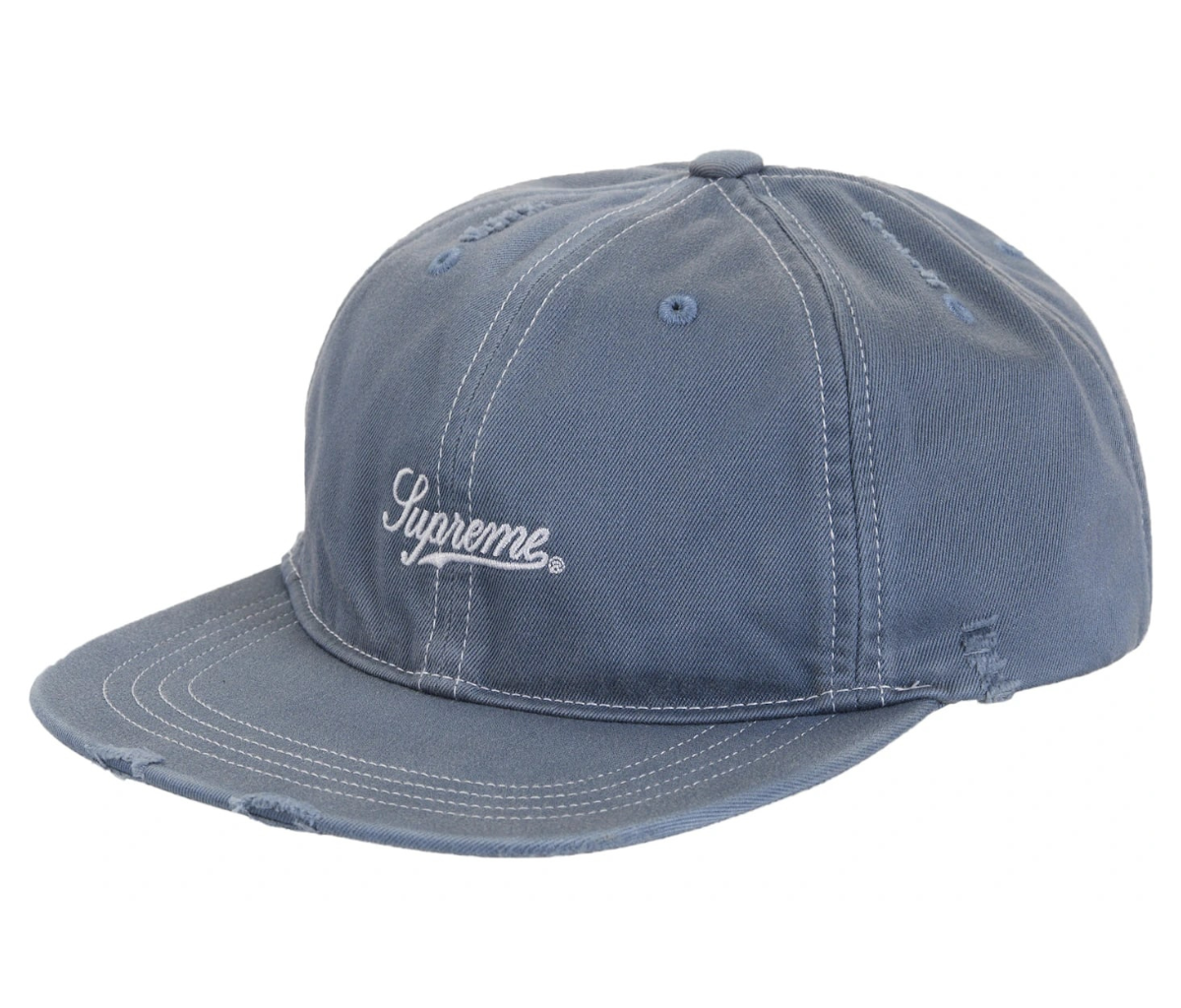 Supreme Distressed Script 6-Panel Blue