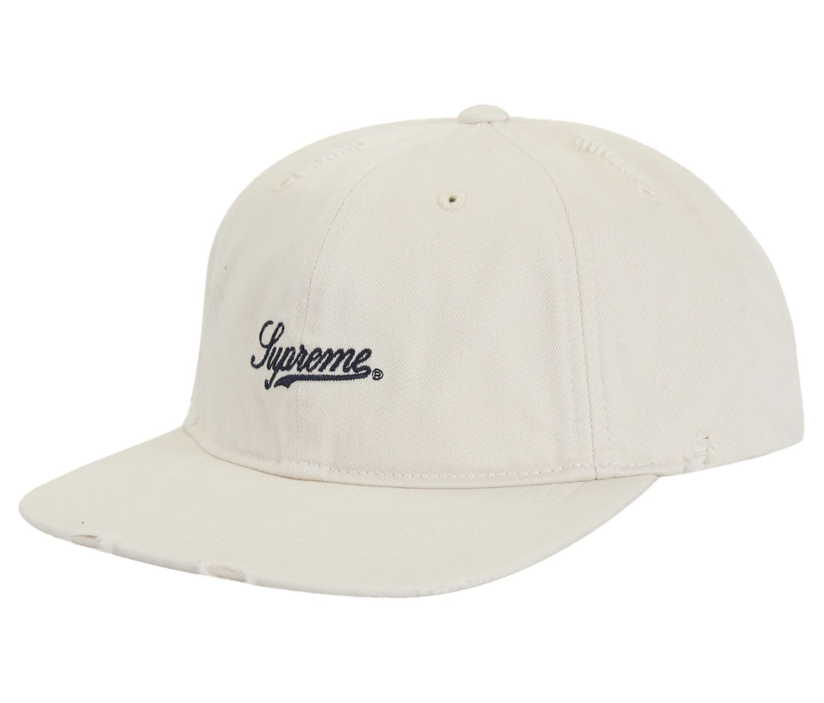 Supreme Distressed Script 6-Panel White
