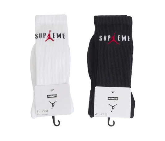 Supreme Jordan Crew Socks (2 Pack) Black/White