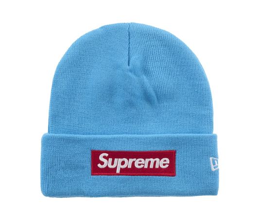 Supreme New Era Box Logo Beanie (FW25) Cyan