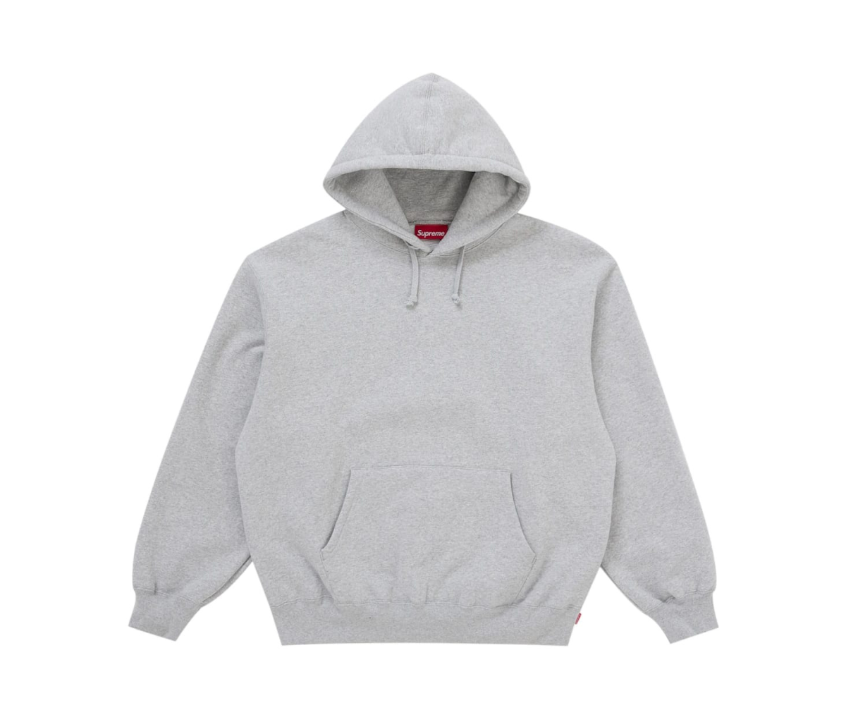 Supreme Satin Appliqué Hooded Sweatshirt (FW25) Heather Grey
