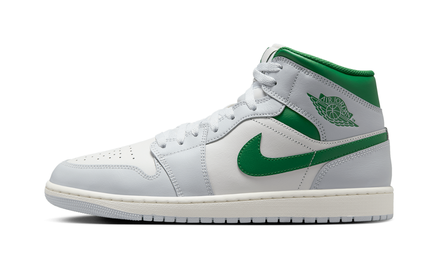 Jordan 1 Mid White Pure Platinum Pine Green 