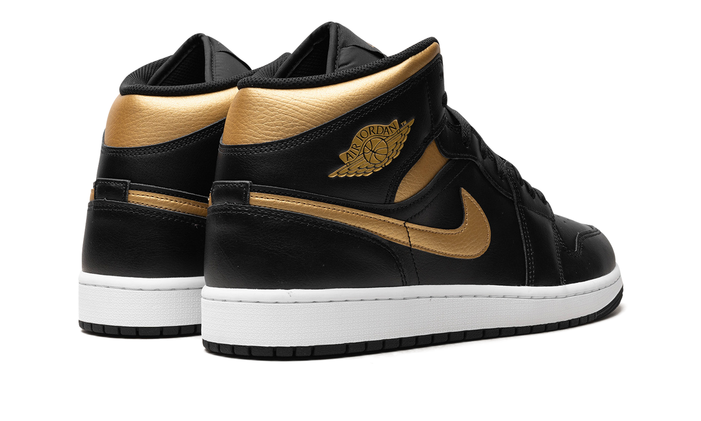 Jordan 1 Mid Black Metallic Gold