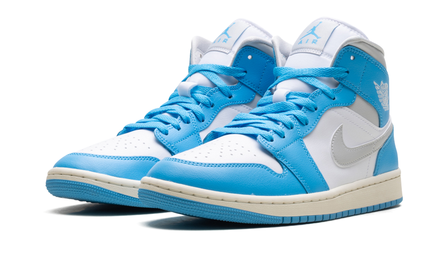 Jordan 1 Mid Dark Powder Blue White Sail Neutral Gray (Women's) 