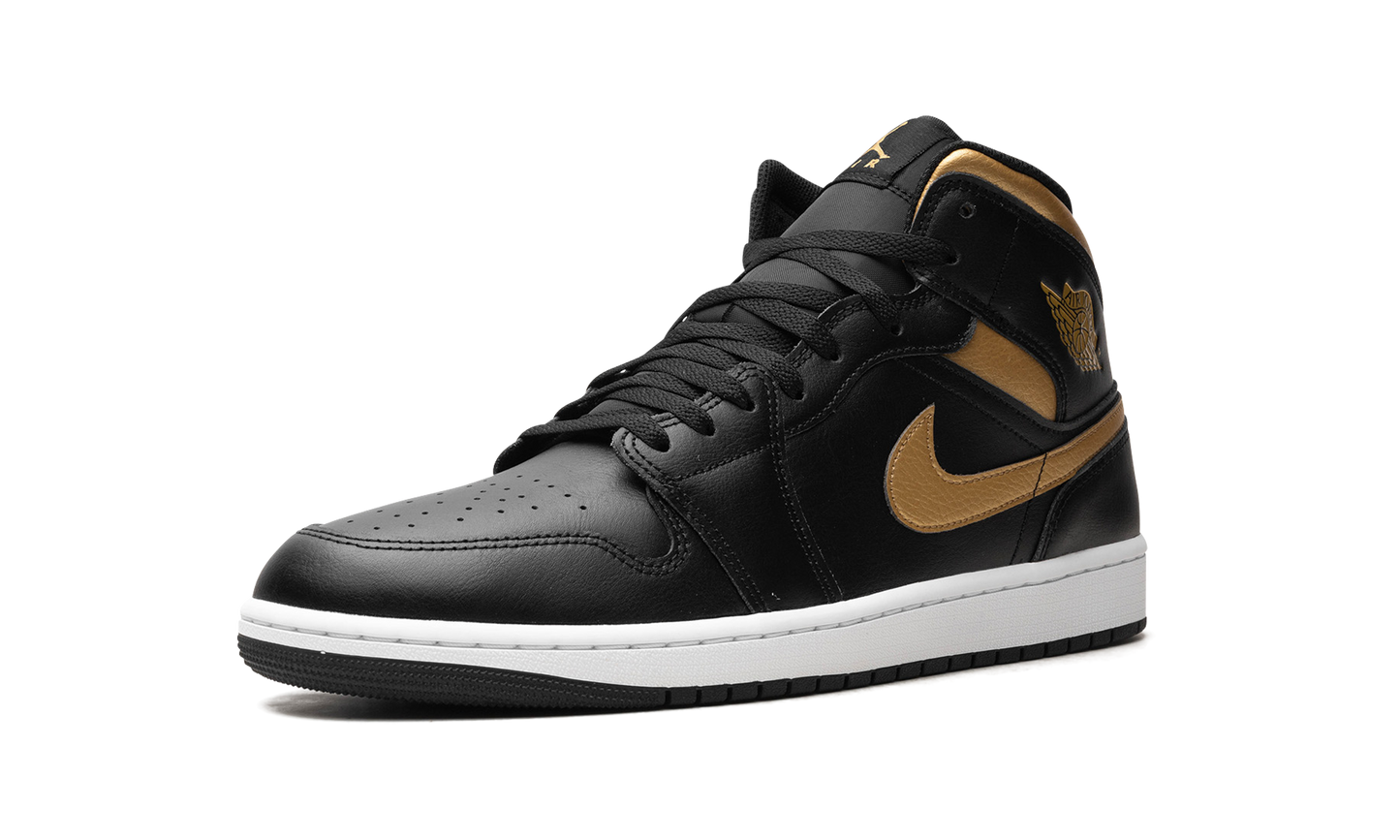 Jordan 1 Mid Black Metallic Gold