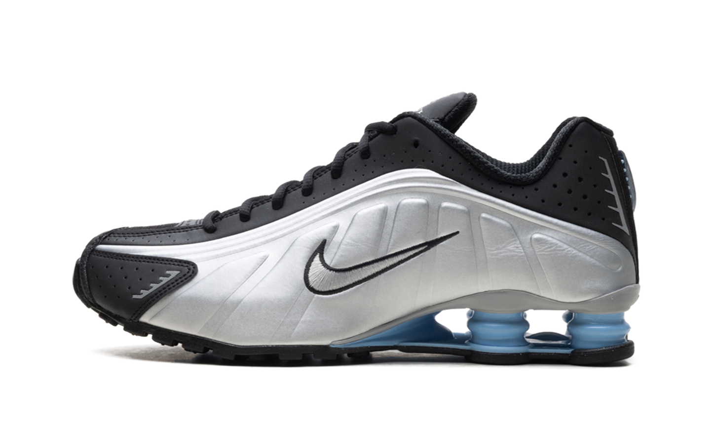 Nike Shox R4 Metallic Silver Black Psychic Blue