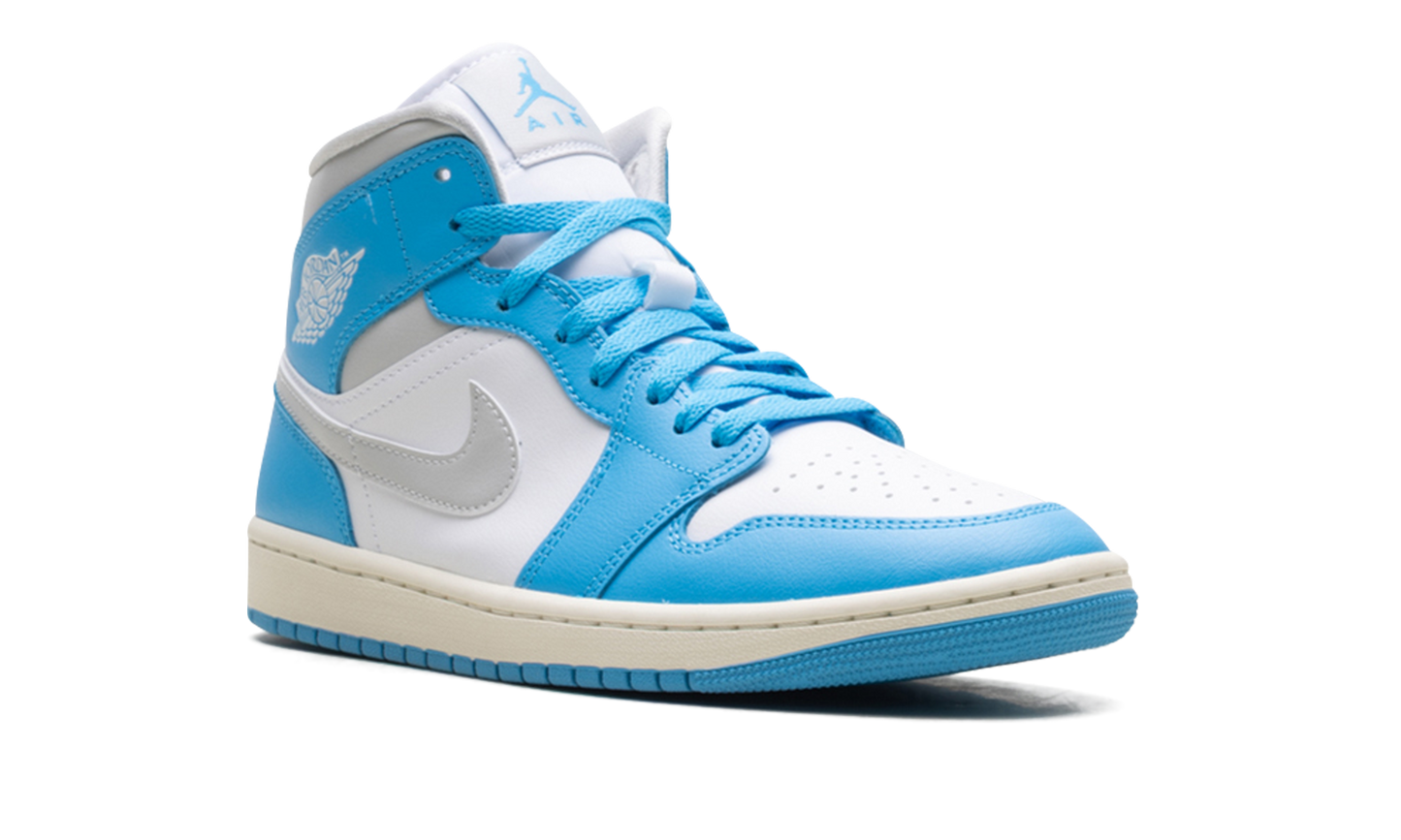 Jordan 1 Mid Dark Powder Blue White Sail Neutral Gray (Women's) 